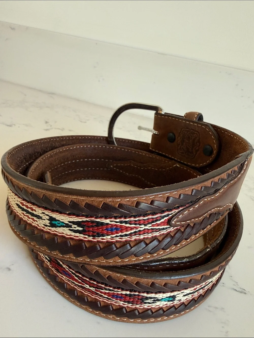 TONY LAMA MEN'S WOVEN LEATHER LACE BELT